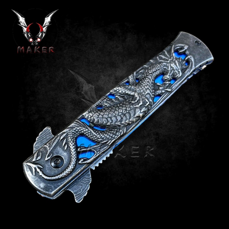 Embossed Sculpture Dragon Knife 8.5 Best Folding Knife - Etsy