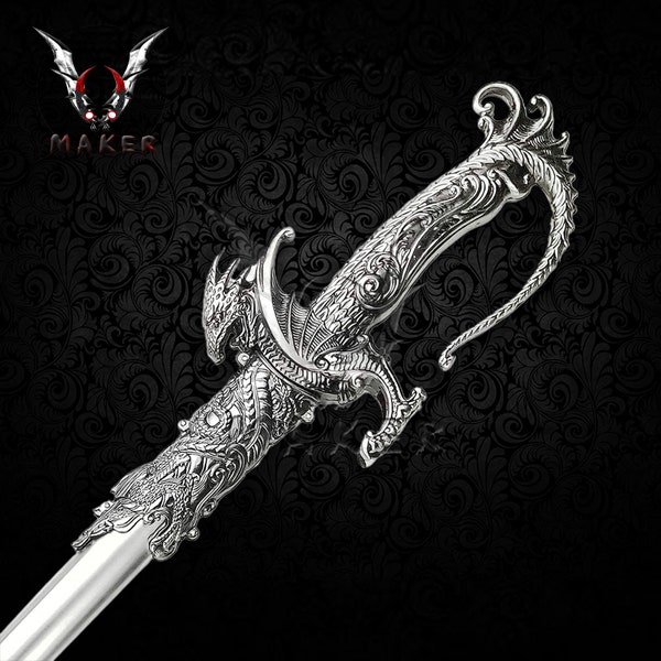 Saint George Dragon Saber Fantasy Sword 36" Dull Blade for Collections ,Cosplay Gift for men, Father, Boyfriend ,Christmas  - VuMaker-818