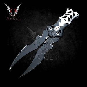 Dual Blade Fantasy Cosplay Knife 8.5" Steel Blade Best Folding Knife for Hunting,Camping, collection Gift for Father. VuMaker-325