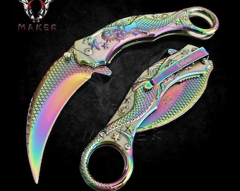 Mermaid Angle Vintage Karambit Knife 9"  for Hunting, Camping Gift for Father, Husband, Boyfriend, Halloween, Christmas - VuMaker-1126