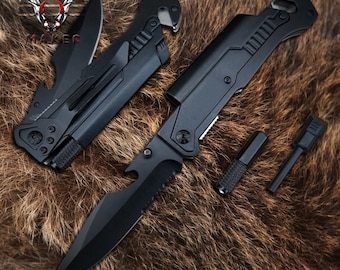 6 in 1 Multitool Pocket Knife 8.5&quot; Best Folding Pocket Knife for Hunting, Camping Gift for Father, Husband, Boyfriend . VuMaker-652