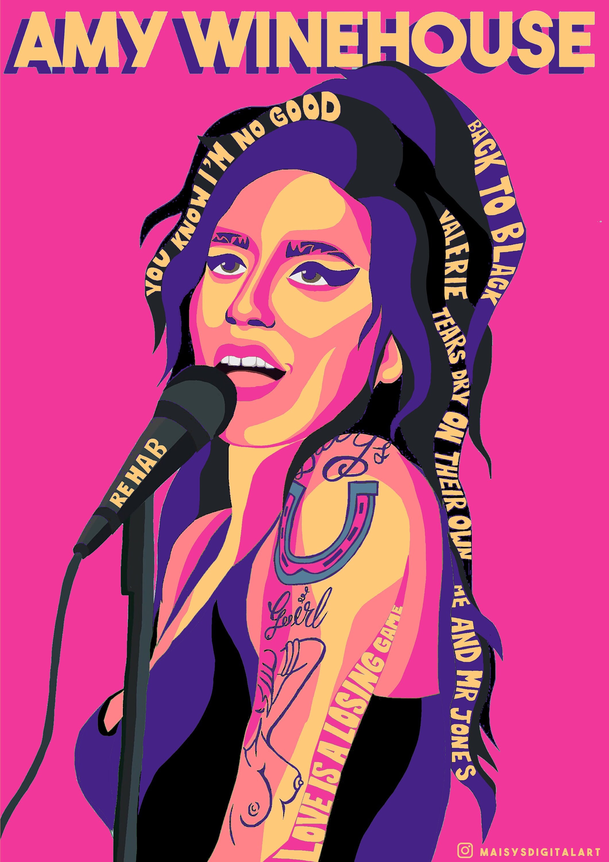 Maleri Møntvask Slapper af Amy Winehouse Music Poster - Etsy Polska
