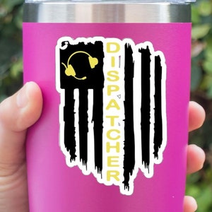 911 Dispatcher Vinyl Sticker, 911 Dispatch Stickers, Thin Gold Line Decal, Telecommunicators Drinks, Yellow Line Between Chaos and the Calm