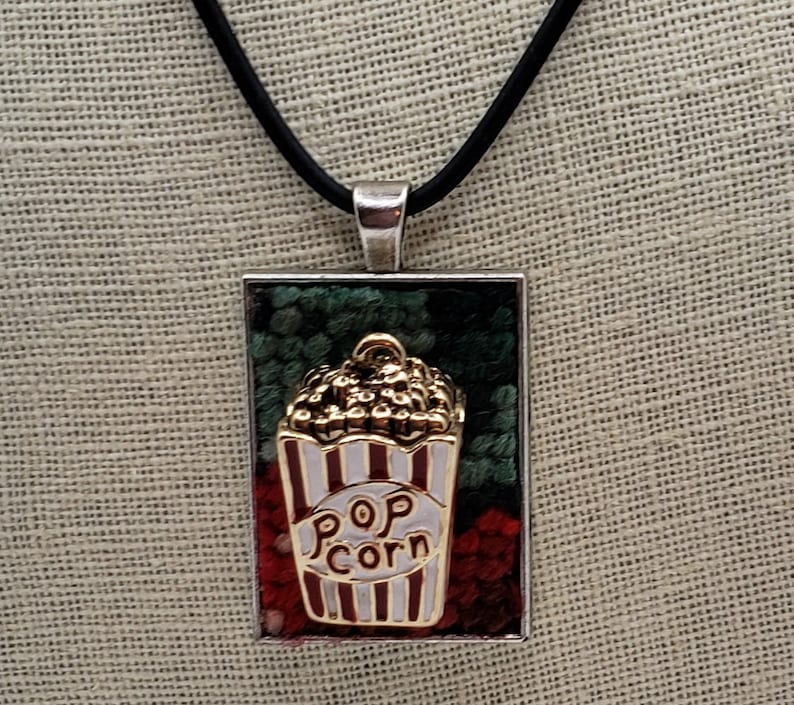 Movie Popcorn Box Charm Pendant Choker Necklace
