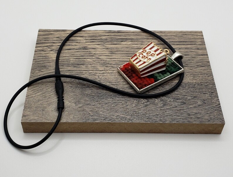 Movie Popcorn Box Charm Pendant Choker Necklace