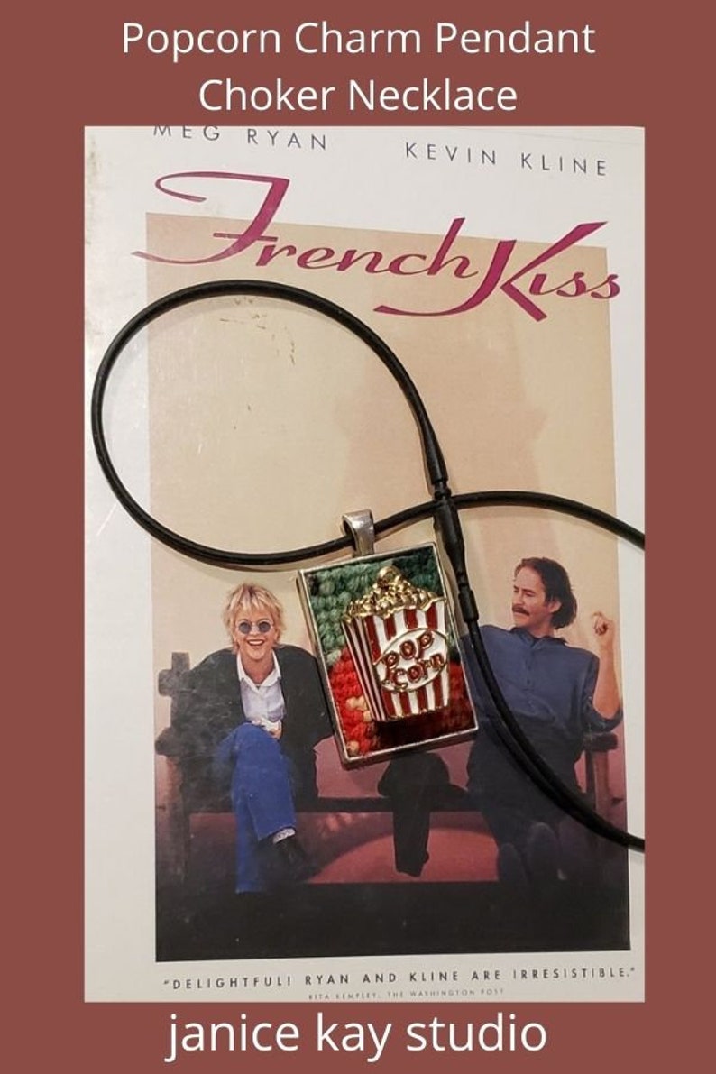 Movie Popcorn Box Charm Pendant Choker Necklace