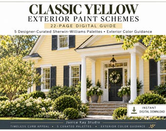 Classic Yellow Exterior Paint Guide | 5 Sherwin-Williams Palettes (Digital Download)