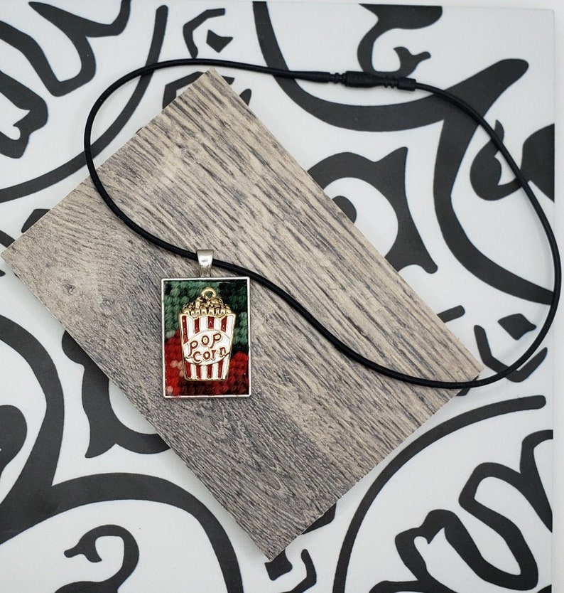 Movie Popcorn Box Charm Pendant Choker Necklace