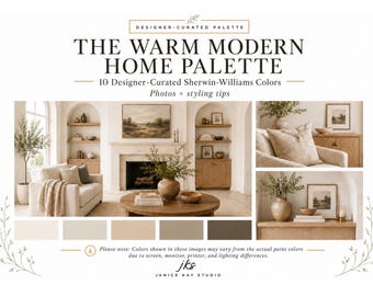 Warm Modern Home Paint Palette | 10 Designer-Curated Sherwin-Williams Colors | Digital Download Color Guide