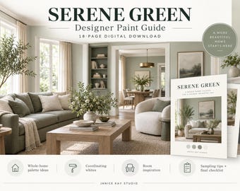 Serene Green Whole-Home Paint Guide | 18-Page Digital Download (PDF) Color Palette