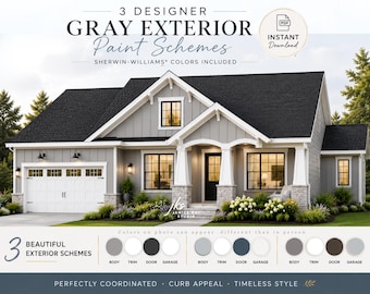 Gray House, Exterior Paint Color Palette, Sherwin-Williams, Home Design Service