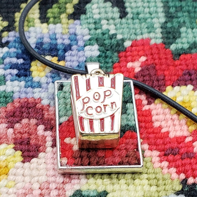 Movie Popcorn Box Charm Pendant Choker Necklace