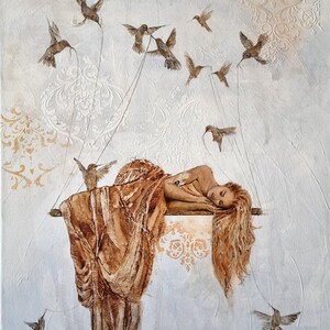 Peinture à l'huile originale sur toile, 50 x 70 cm, Art mural contemporain et apaisant, Confiance primordiale, Dajana Stoy, Décoration d'intérieur faite main, CreativeArtJourney