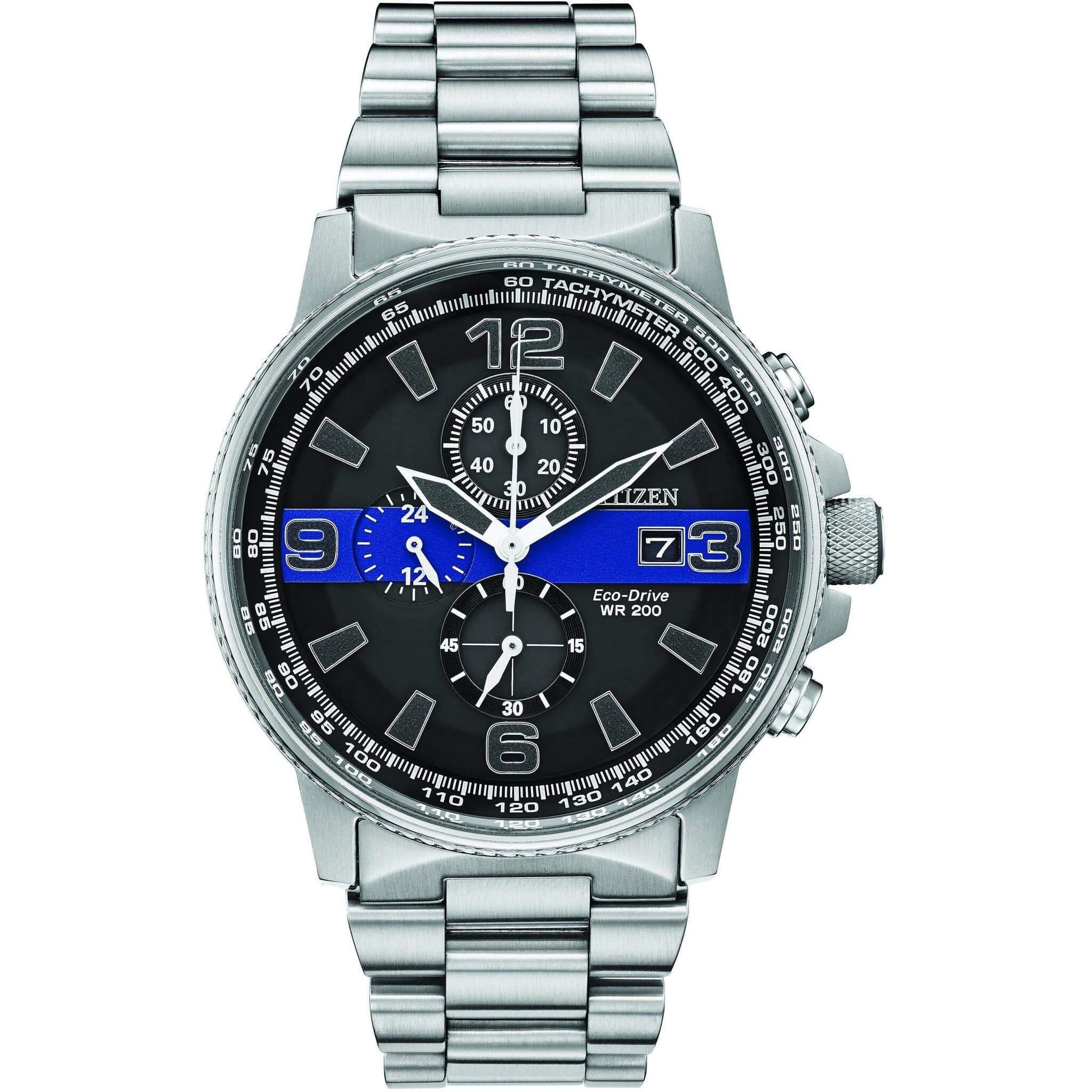 Citizen Thin Blue Line Engraved Watch Chronograph 200M WR | Etsy