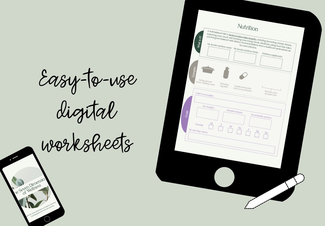 Wellness Worksheets: Intro to the Seven Dimensions of Wellness | Etsy