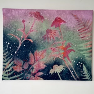 mehrschichtige botanische Mischtechnik Textilkunst Original