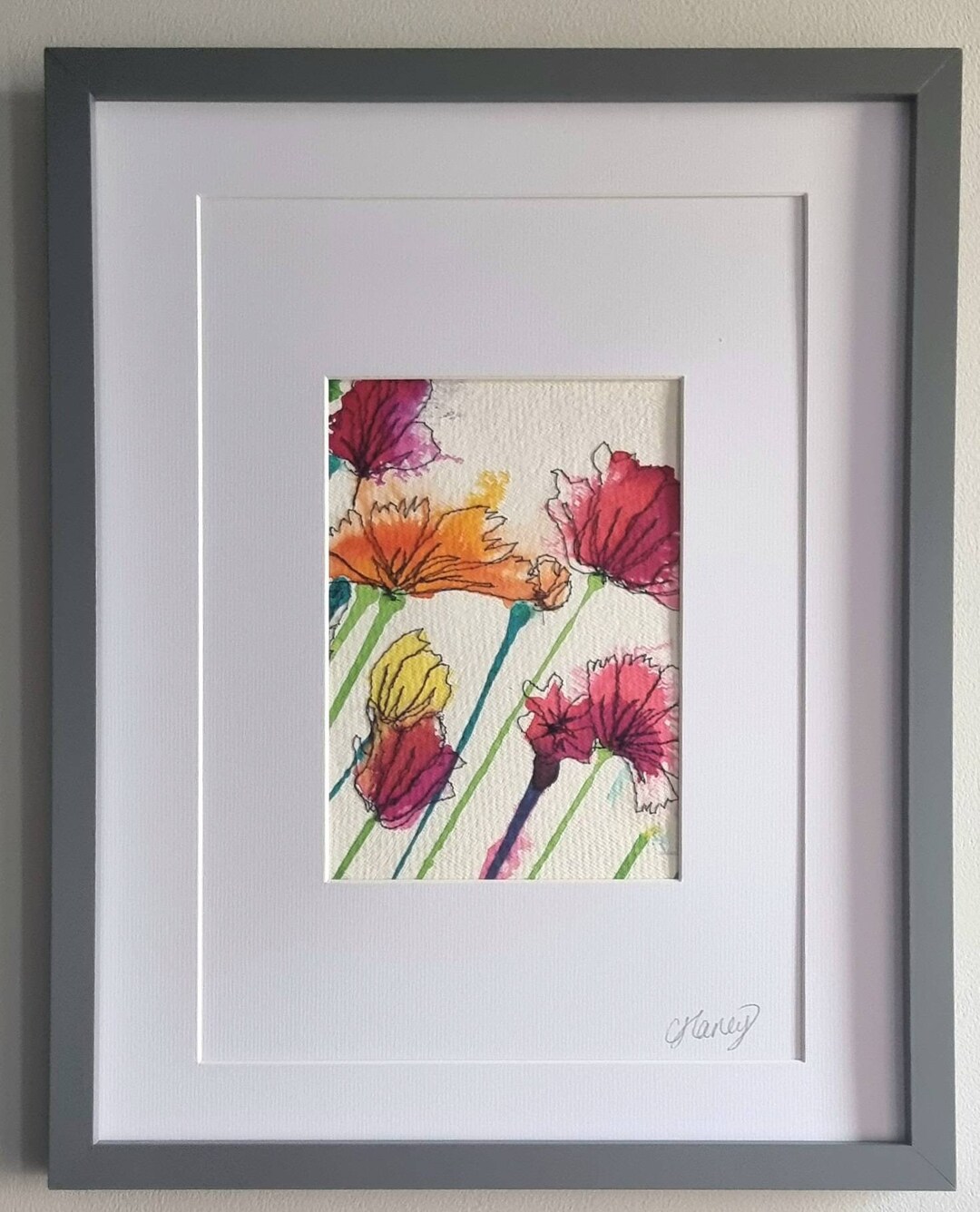 Original Ink and Stitch Floral Art Etsy