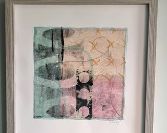 Mixed media collage framed art