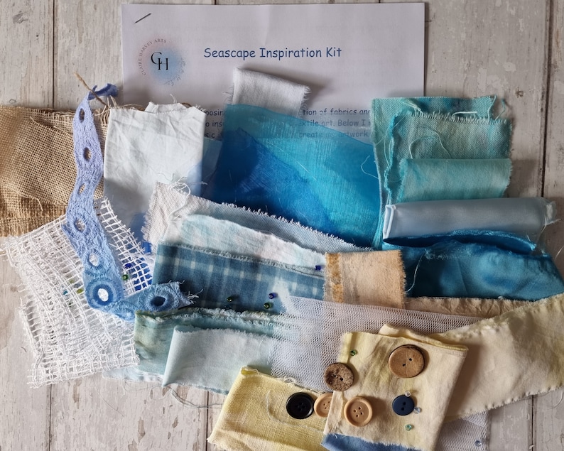 Seascape textile art inspiration kit image 3