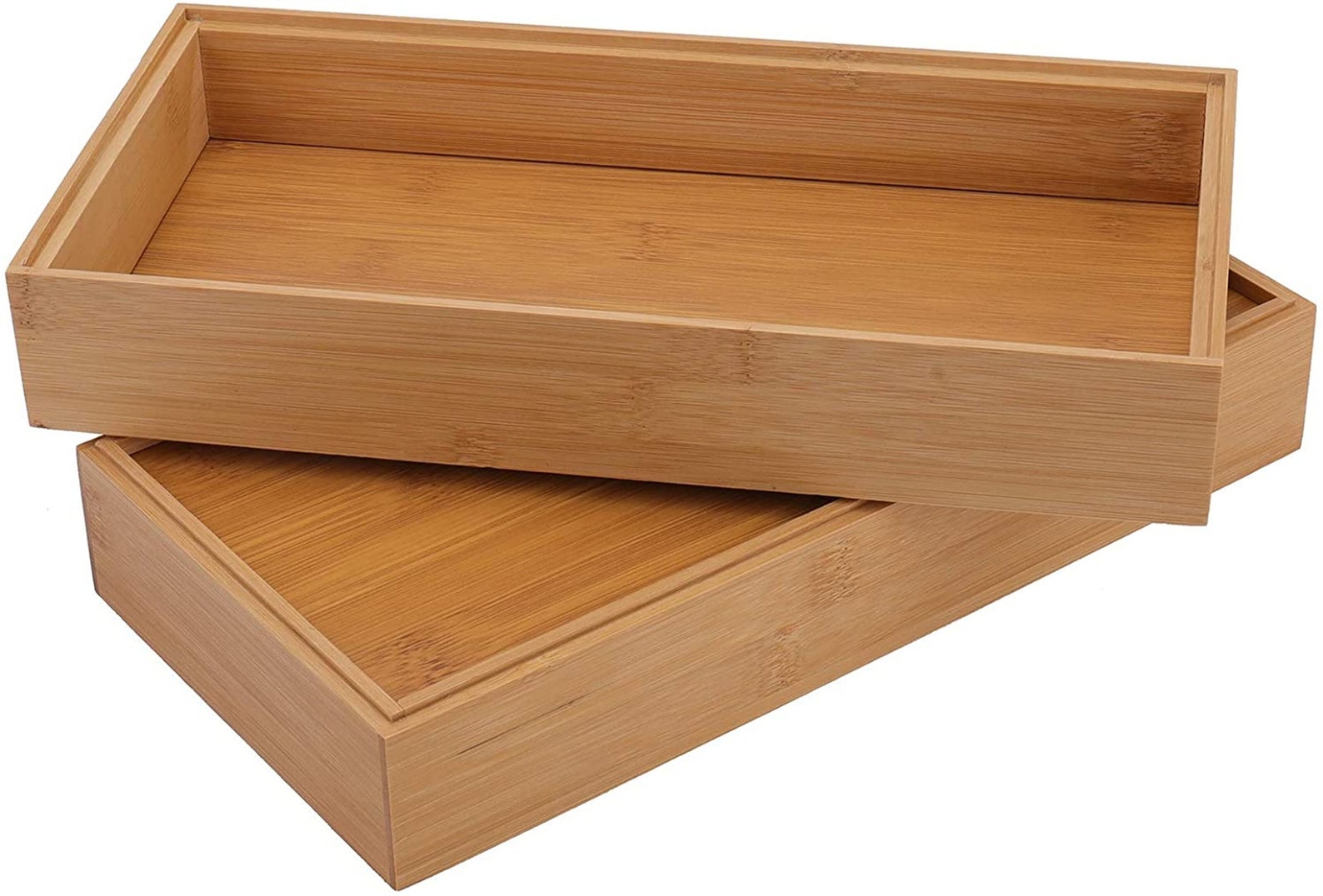 stackable bamboo drawer organizers