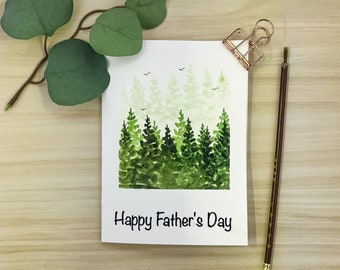 Hand Painted Father's Day Cards || Set of Four Watercolor Forest Cards || Original Unique Hand Painted Cards