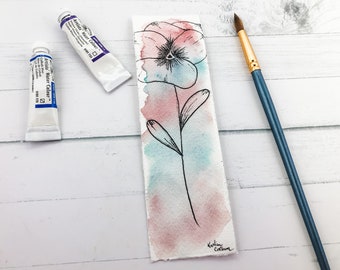 Original Watercolor Floral Bookmark || Handmade Original Bookmarks