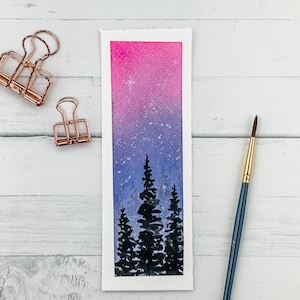 Original Watercolor Forest Bookmark || Handmade Original Bookmarks || Custom Bookmarks