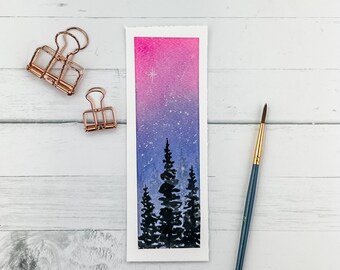 Original Watercolor Forest Bookmark || Handmade Original Bookmarks || Custom Bookmarks
