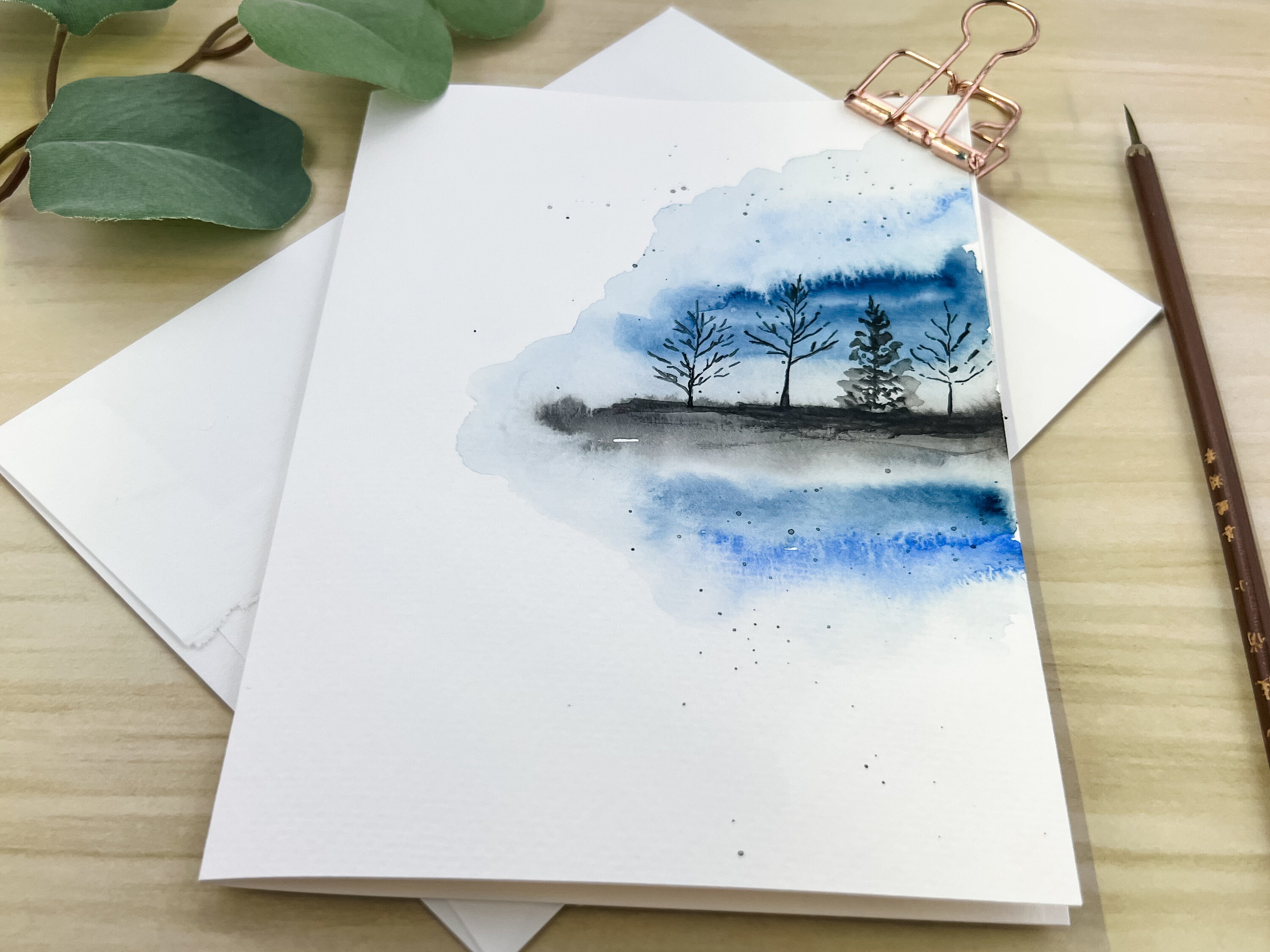 Hand Painted Christmas Cards Set of Four Watercolor Winter Cards ...