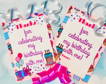 Birthday favor gift tag, Thanks for celebrating my birthday with me, class party favor, birthday gift tag, birthday party favor