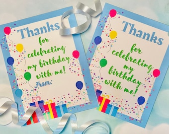 Birthday favor gift tag, Thanks for celebrating my birthday with me, class party favor, birthday gift tag, class birthday gift tag, gift tag