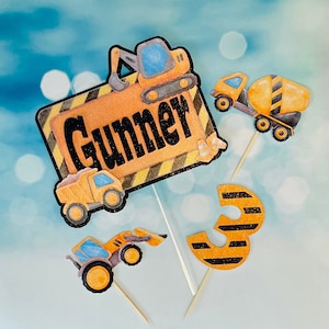Personalized Construction Cake Topper: Heavy Equipment Birthday Decor