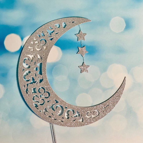 Moon Cake Topper moon stars baby shower moon birthday cake topper celestial cake topper boho moon crescent moon moon theme wedding