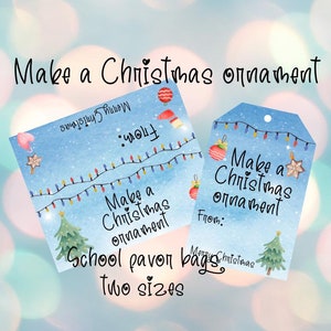 Make a Christmas Ornament favor gift tag Christmas goodie bag playdoh favor bag Christmas favor Activity for kids Classroom Party Favor
