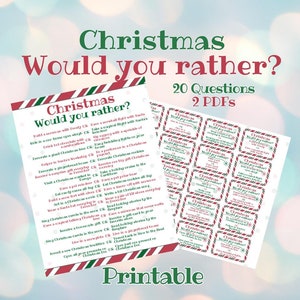 Printable Christmas Would You Rather Game: Holiday Conversation Starters (2 PDFs)