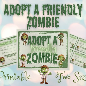 Adopteer een vriendelijke zombie Halloween Adoptie Zombie Favor Zombie Spel Zombie Halloween Adopteer een Zombie Halloween Party Adoptie Zombies