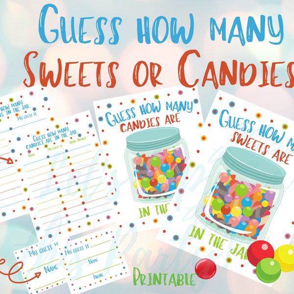 Guess how many candies are in the jar how many sweets are in the jar party game party fun jar guess party guessing game birthday game office