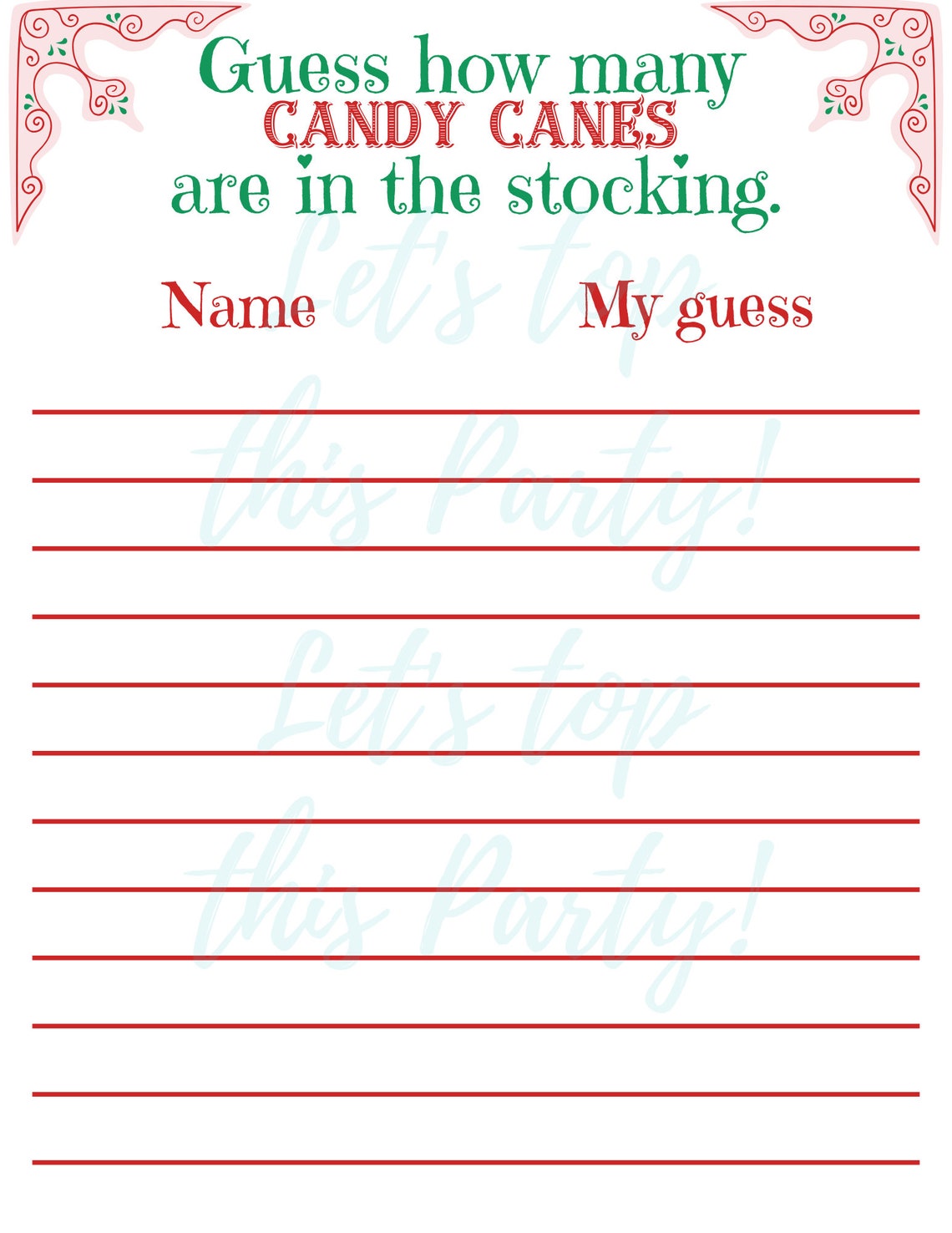 Guess How Many Candy Canes Are in the Jar Candy Cane Guessing Etsy