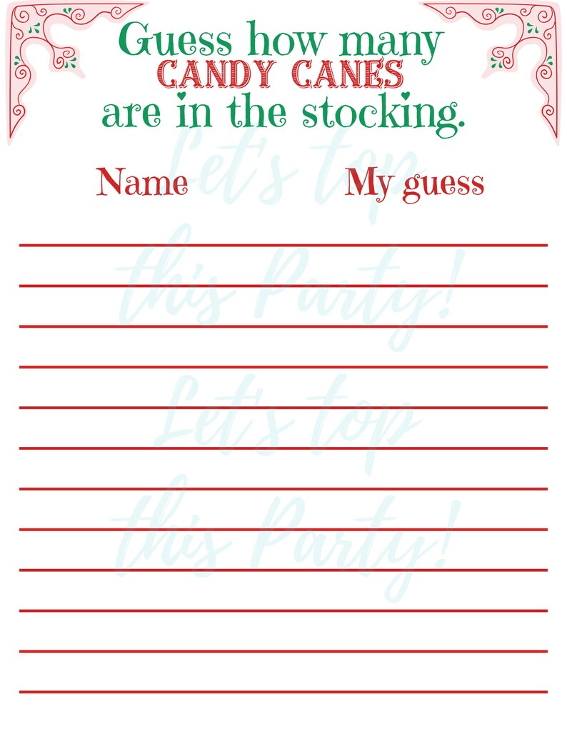 Guess How Many Candy Canes Are in the Jar Candy Cane Guessing Etsy