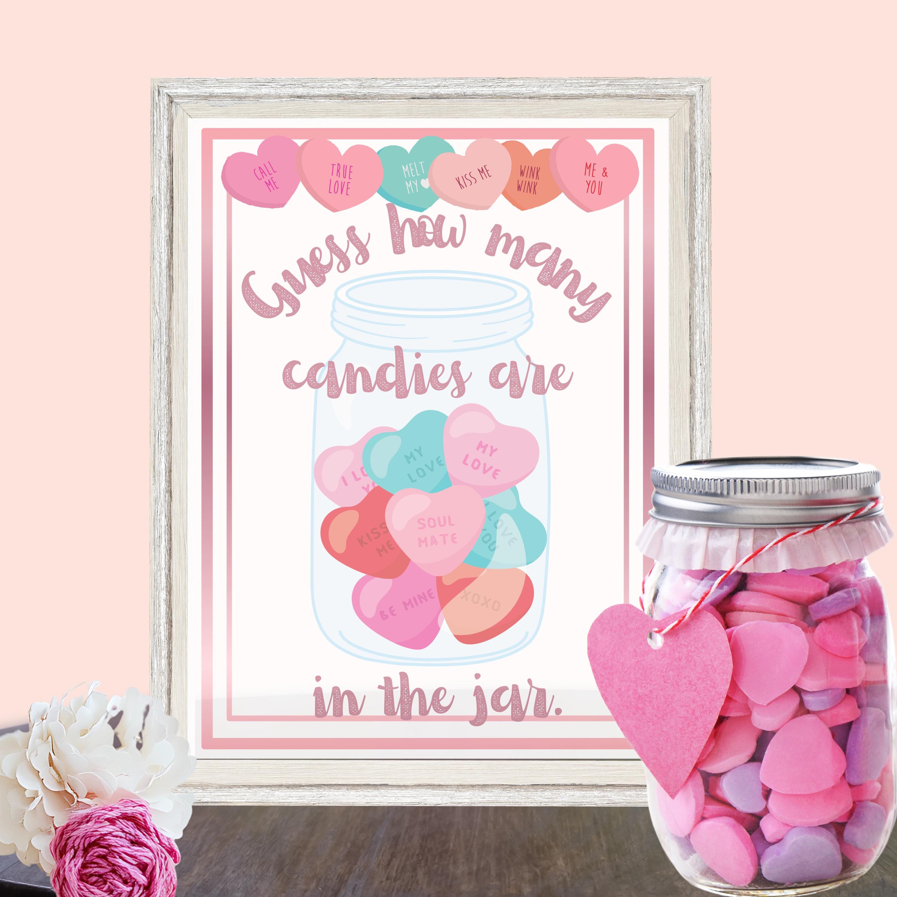 Valentine Guess how many candies are in the jar how many candies are in the jar Valentines game valentines fun Activity for party or office
