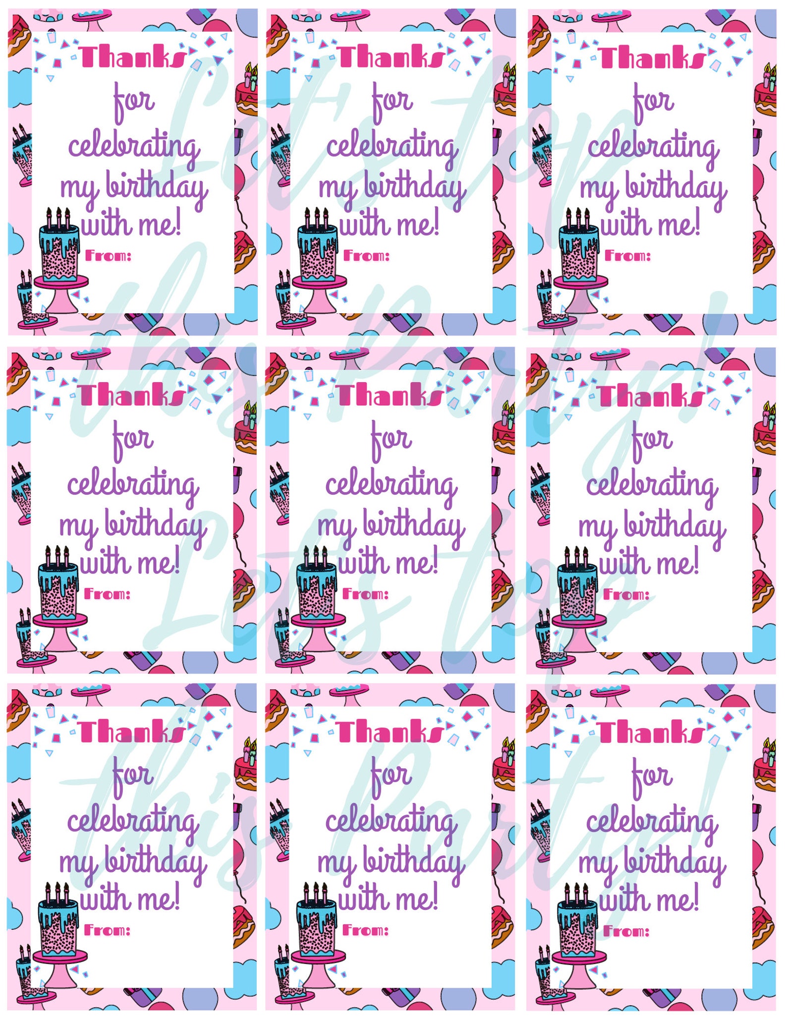 Birthday Favor Gift Tag Thanks for Celebrating My Birthday Etsy