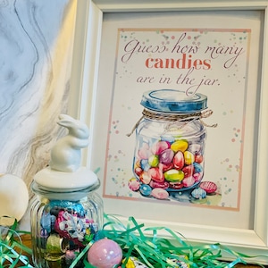 Guess how many candies are in the Jar Easter Guessing Game Easter Candy Party Game Egg Hunt Easter Bunny