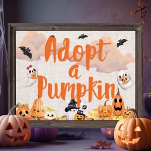 Adopt a Pumpkin Party Kit: Sign, Certificate & Coloring Pages (Printable PDF Download)
