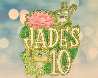 Personalized Frog Cake Topper, Custom Name & Age Frog Party Decor, Birthday Decorations for Kids, Editable Frog Birthday Spring Party