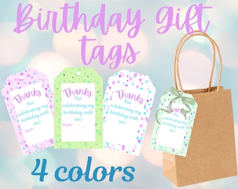 Birthday favor gift tag, Thanks for celebrating my birthday with me, class party favor, birthday gift tag, class birthday gift tag, gift tag