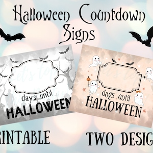 Halloween Countdown Sign Printable: Spooky or Friendly Ghost Designs (PDF)