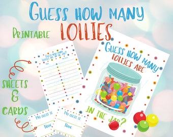 Guess how many lollies are in the jar, how many lollies are in the jar, party game, party fun, jar guess,party guessing game, birthday game