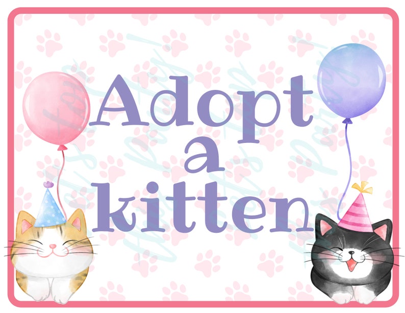 Adopt a Kitten Party Favor Kitten Adoption Certificate Etsy