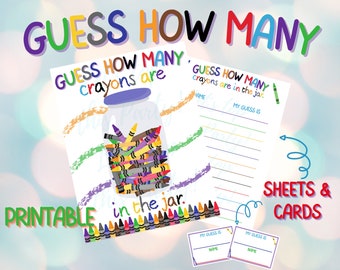 Guess how many crayons are in the jar, Guessing Game, School Guess how many, Teachers Week activity, Crayons, Guess how many activity, Guess