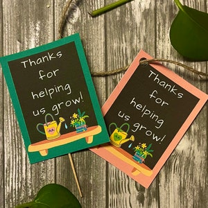 Merci de nous aider à grandir, cadeau de plante enseignant, étiquette cadeau enseignant, cadeau d'appréciation de l'enseignant, semaine d'appréciation de l'enseignant
